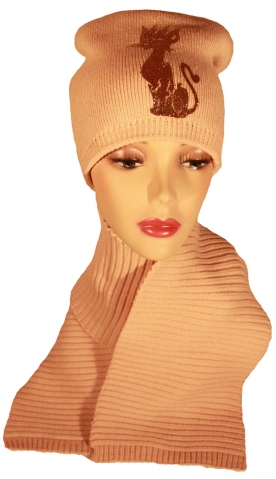 картинка Шапка "Полина" с украшением и шарфом от Фабрики Альфа-Трикотаж+